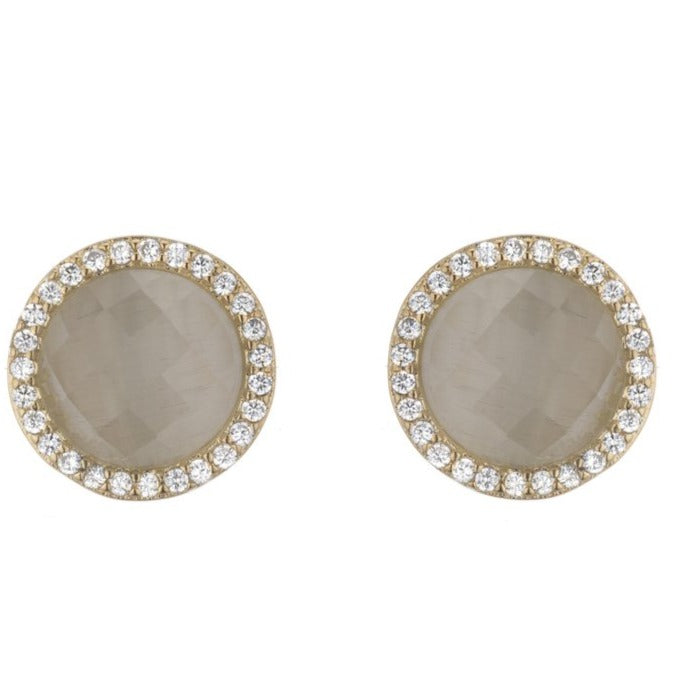 Marcia Moran 18k gold plating encircle a half dome of Cats Eye surrounded by Cubic Zirconia