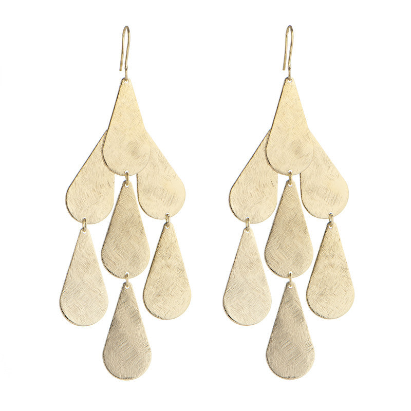 Marcia Moran Carola Drop Chandelier Earrings BM702 Gold Raindrop