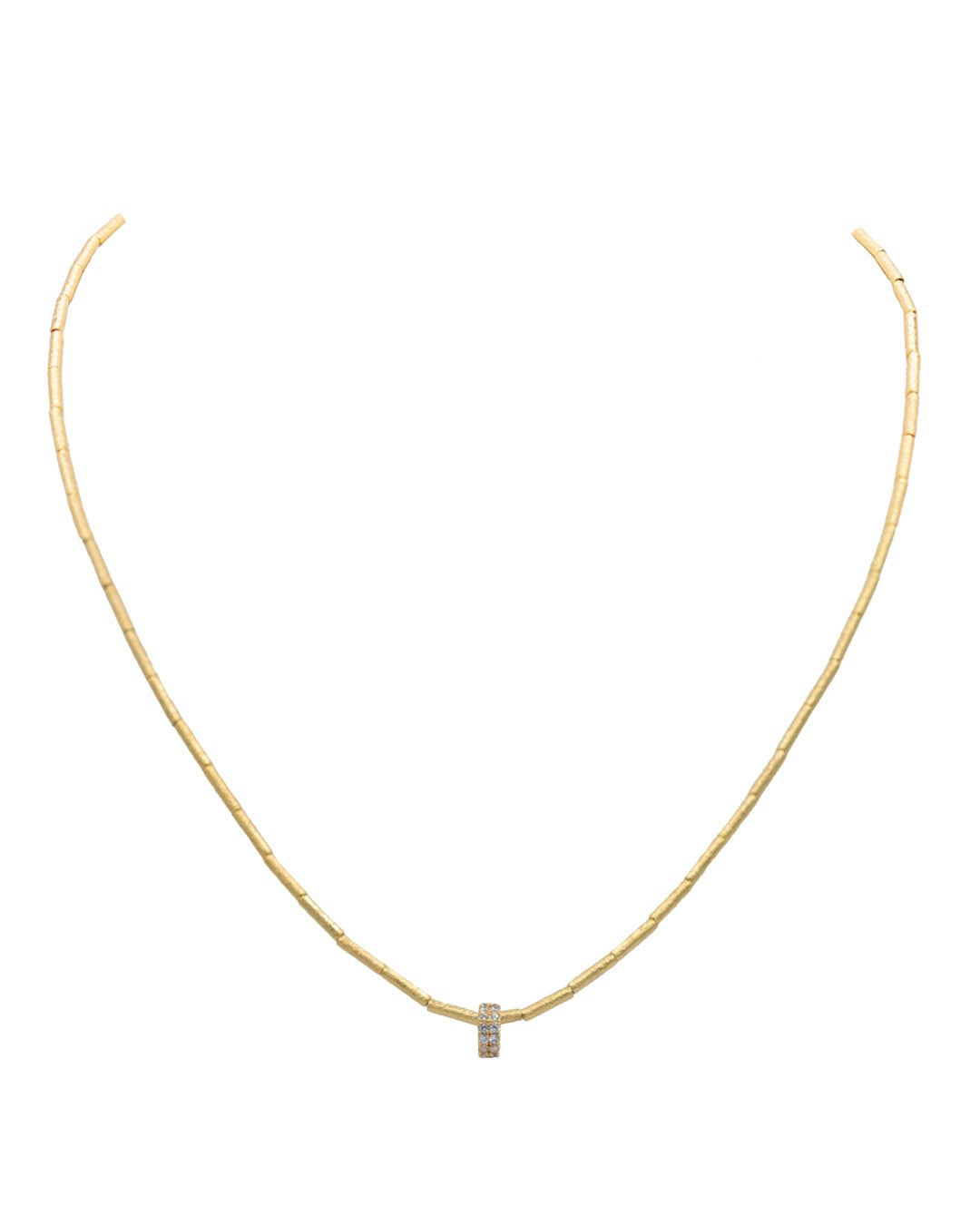 Rosa Short Braded Necklace with CZS Circle Detail