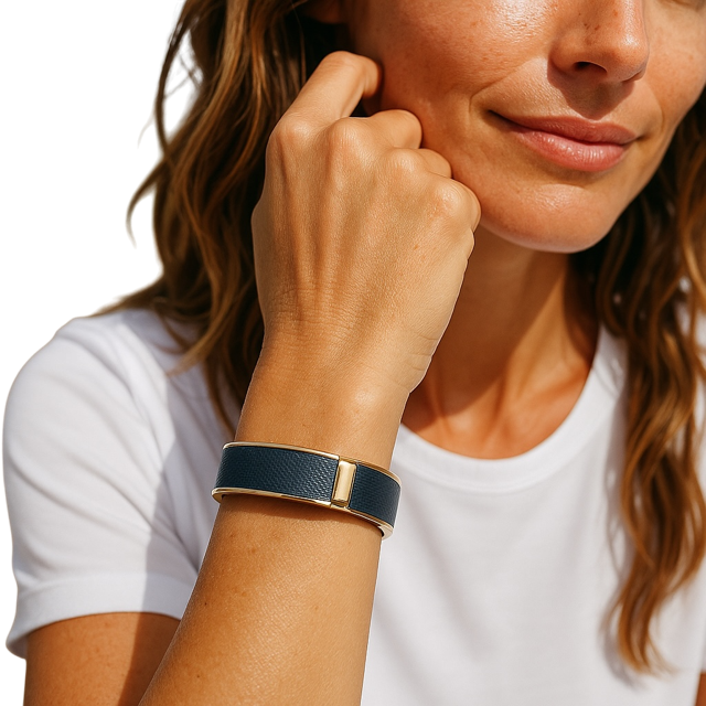 Argenta Leather Hinge Bangle