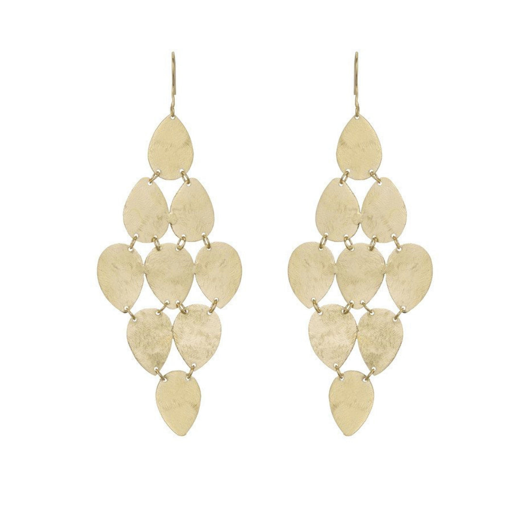 Willow Brushed Oval Charm Chandelier Earrings