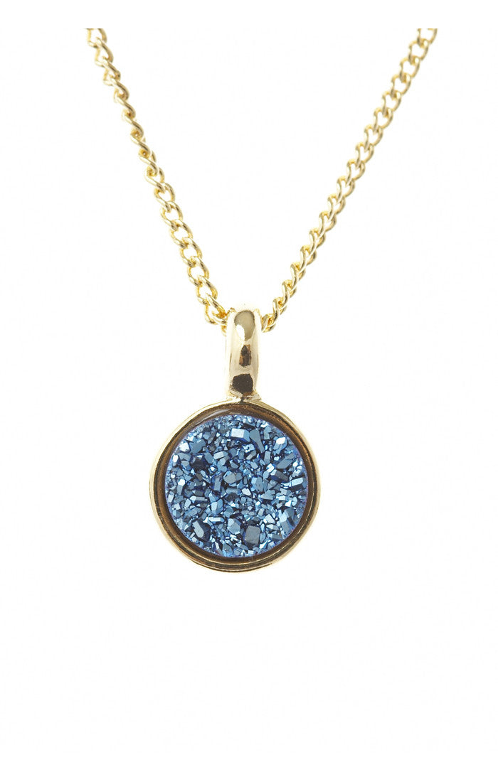 Marcia Moran Circlet LCL012c Round Druzy Necklace Dark Blue Druzy