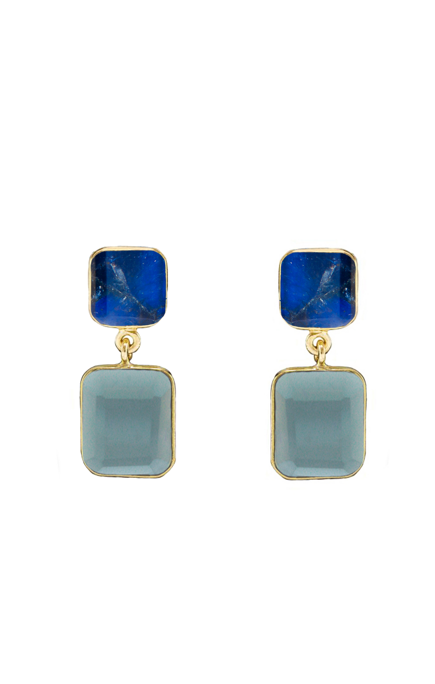 Alani Aqua Blue Stone Earrings - Laura Designs (India)