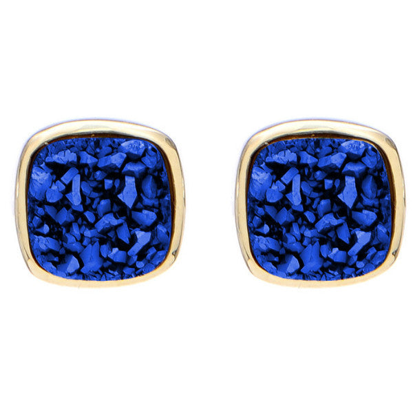 Marcia Moran Small Square Dark Blue Druzy Studs