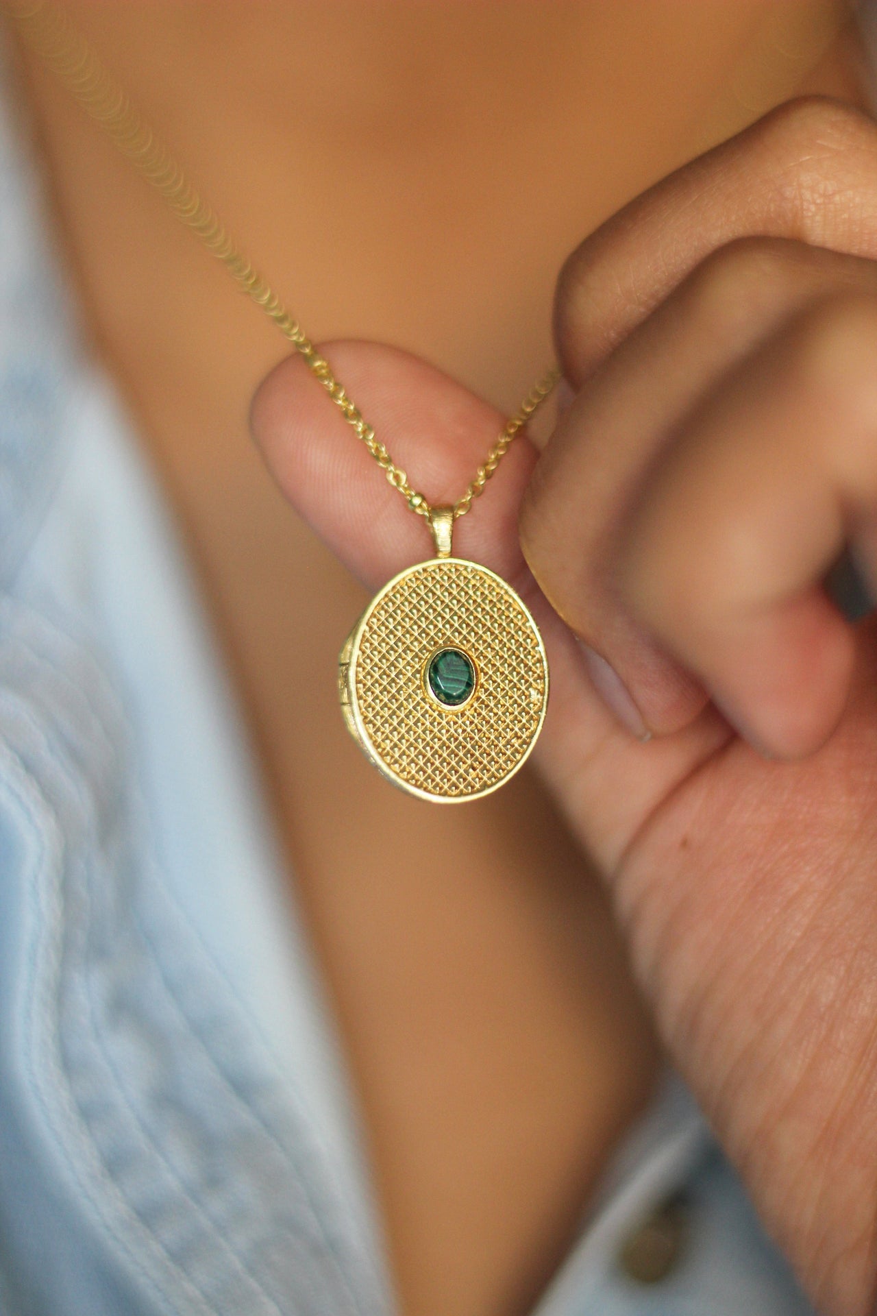 Zina Oval Locket Necklace