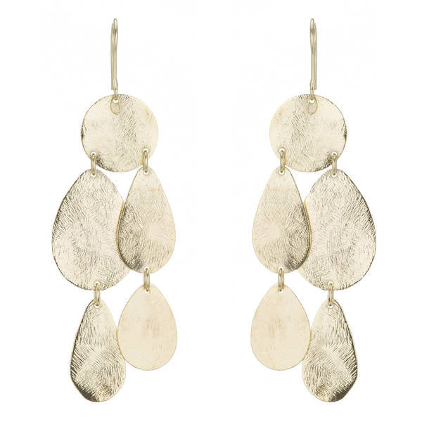 BR062 Marcia Moran Rosita Brushed Gold Chandelier Earrings