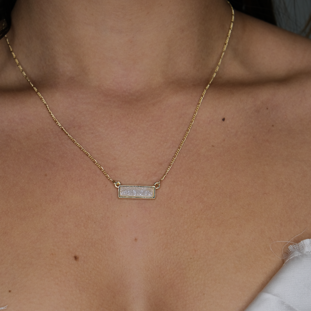 Aubri Small Horizontal Druzy Bar Necklace