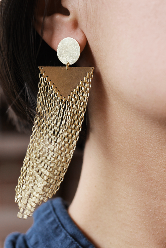 Kayly Statement Geometric Fringe Earrings