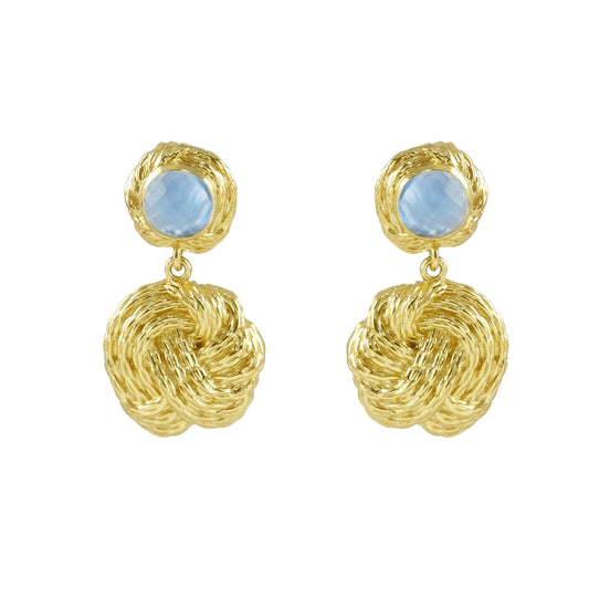 Helena Texture Small Drop Earrings with Stone