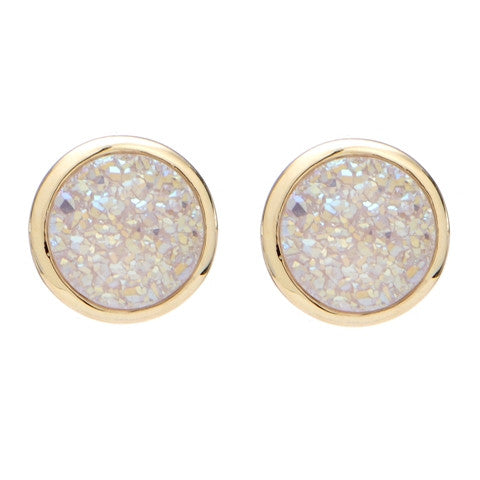 Binoli Classic Stud by Marcia Moran BB2998 Marcia Moran Small Circle Druzy Studs in Natural White Druzy