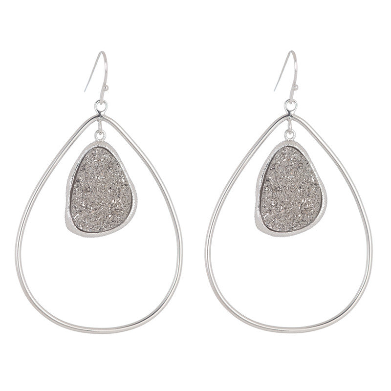 bb3011 Marcia Moran Flora Drop Earring in Rhodium Titanium Druzy