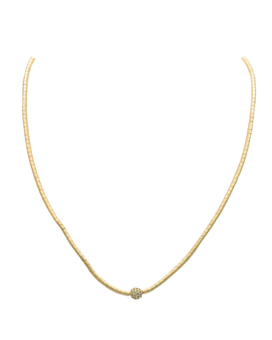Faby Short Beaded Necklace with CZS Ball