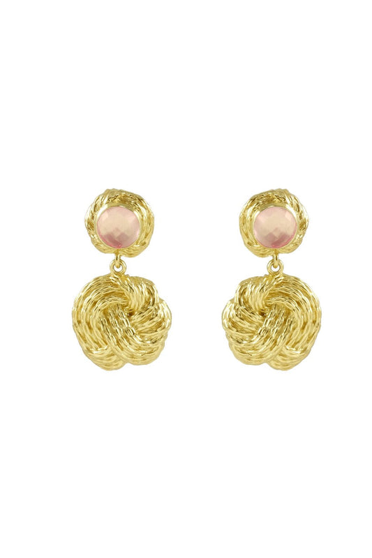 Helena Texture Small Drop Earrings with Stone