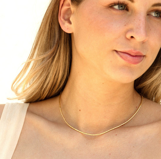 Thalia Short Gold Beaded Necklace