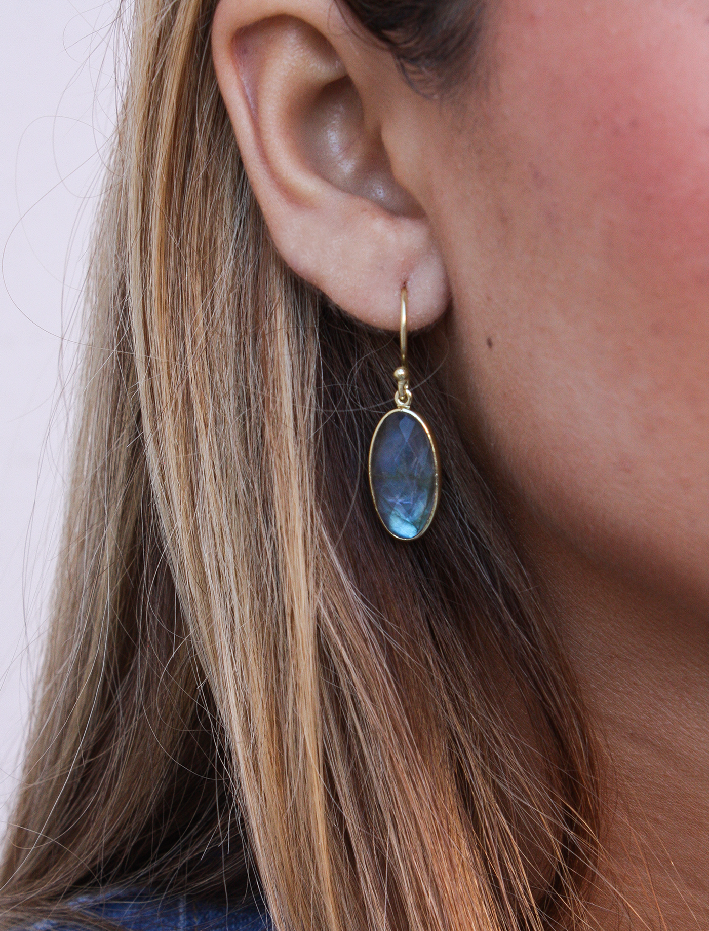 Celia Oval Drop Stone Earrings