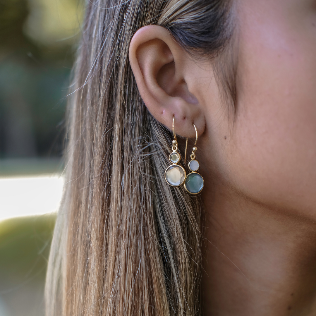 Dena Round Stone Earrings