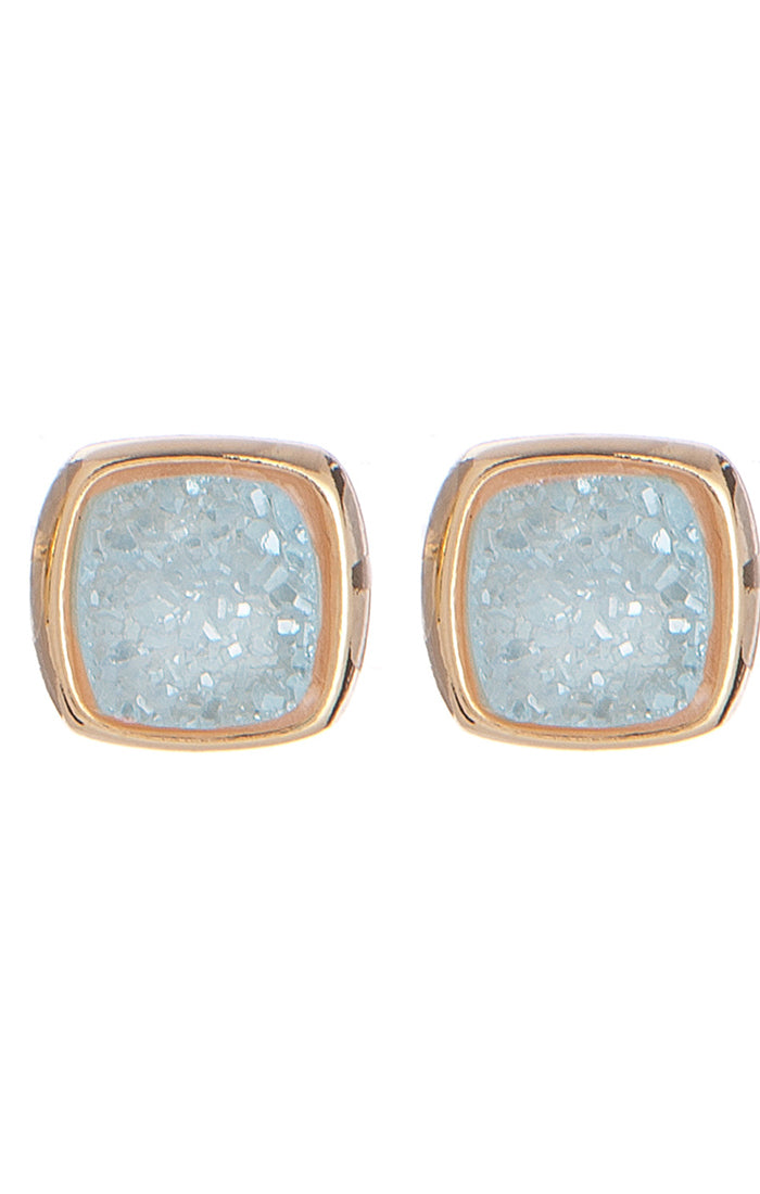 Antique Rounded Square Druzy Stud Earrings