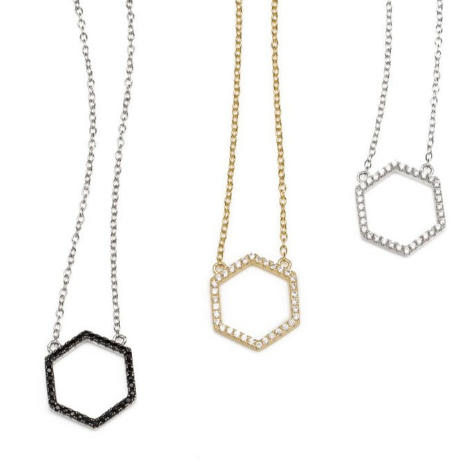 Rajan Hexagon Silver Necklace