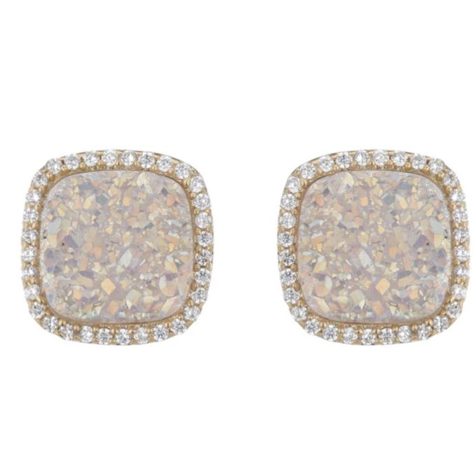 Affinity and Piper cz framed square Stud Earrings