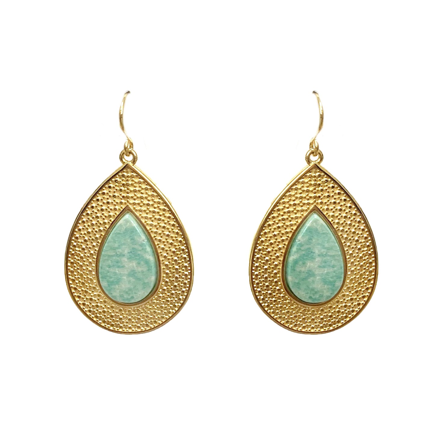 Eric Embossed Teardrop Earrings with Stone