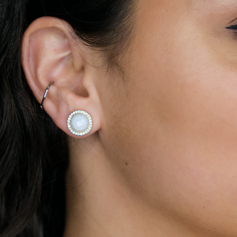 Rula Round Gemstone Stud Earrings