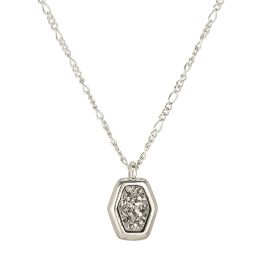 Marcia Moran rhodium plated short small geometric shaped titanium druzy pendant