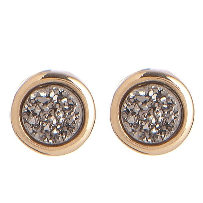 Marcia Moran Plated round stud earrings with titanium druzy