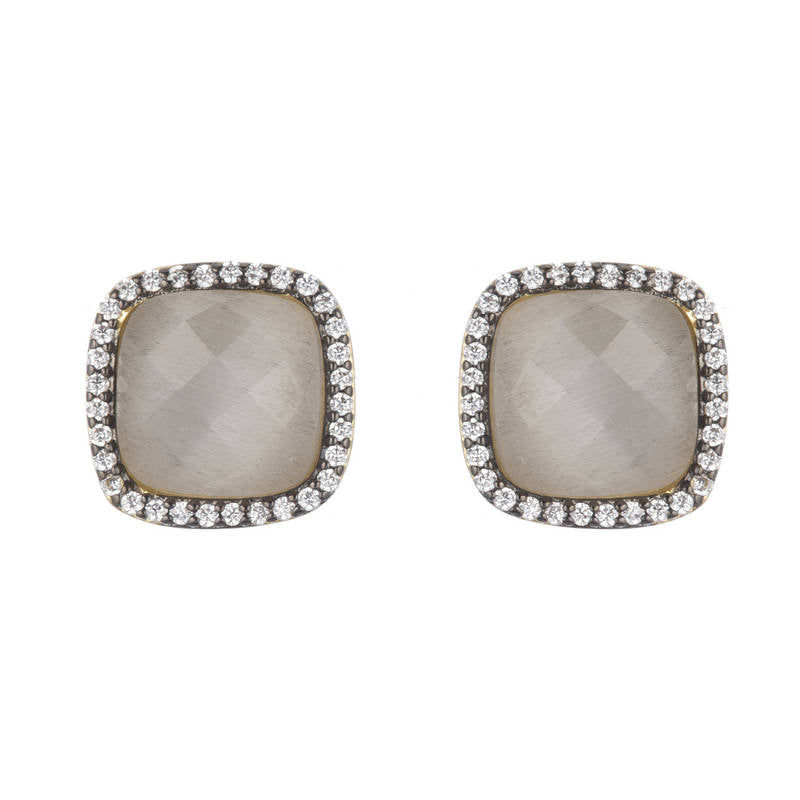 Affinity and Piper cz framed square Stud Earrings